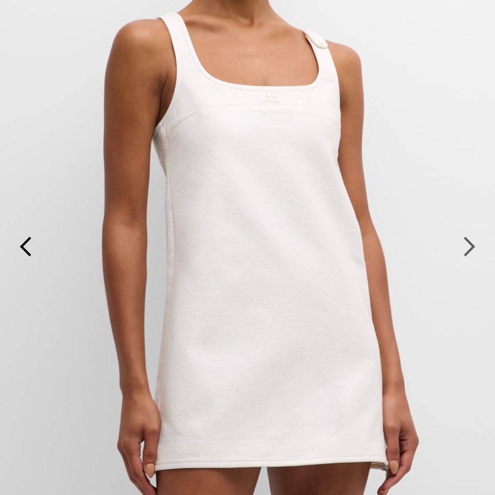 Courrèges Re-Edition A-Line Vinyl Mini Dress White Vinyl Dress Size 44 Formal